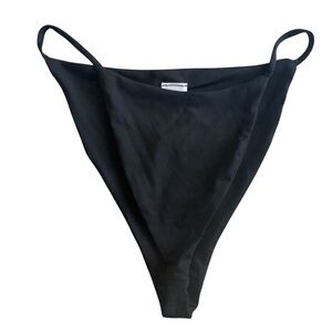 NAKED WARDROBE Black High Cut Waist Swim Bikini Bottom Size S